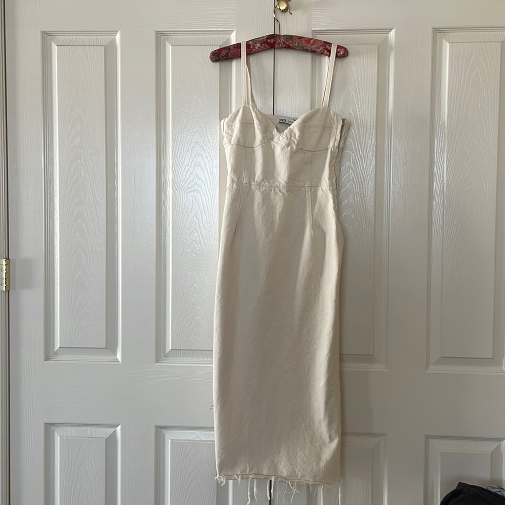 Zara Cream Spaghetti Strap Dress